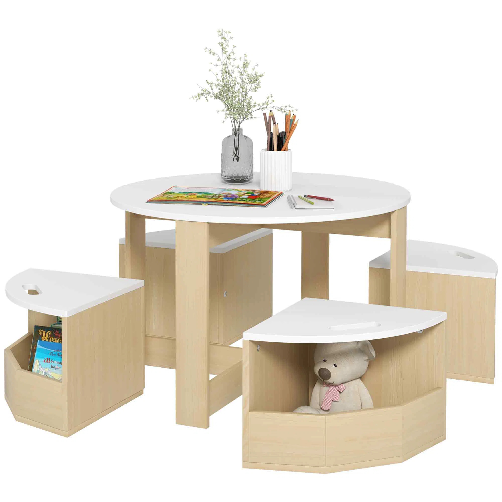 Isabelle & Max™ Kids Table And Chair Set, 5 Piece Toddler Table And 4 Chair Set With Storage, A... | Wayfair North America
