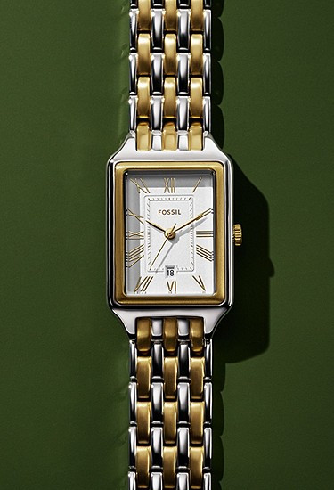 Raquel Three-Hand Date Two-Tone Stainless Steel Watch | Fossil (US)