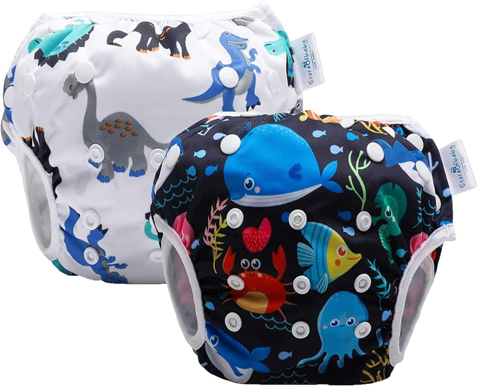 storeofbaby Reusable Swim Diapers Covers Waterproof Swimming Pants for 8-36lbs Unisex Baby Pack o... | Amazon (US)