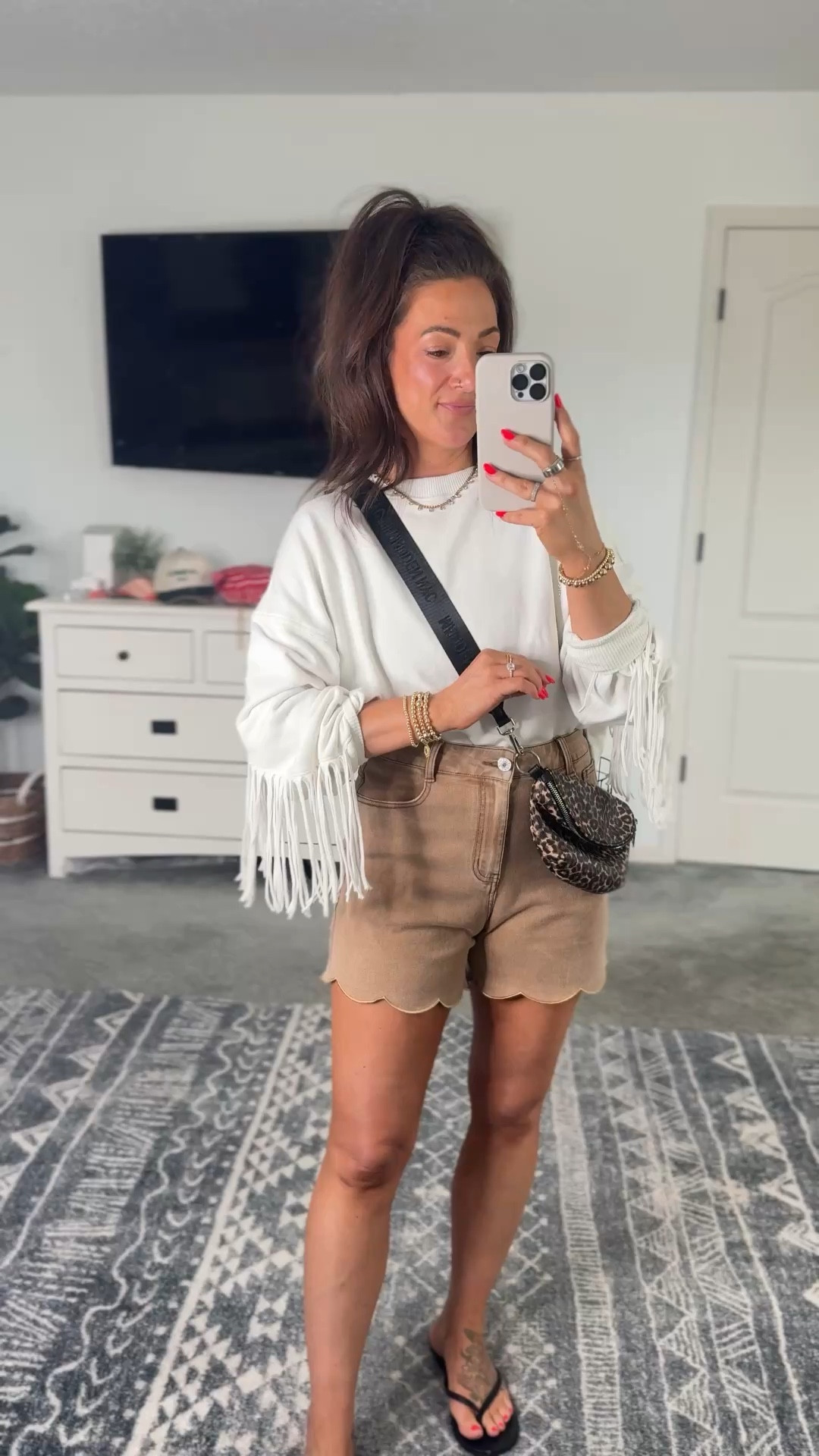  Test spring outfit! This fringe sweatshirt is so good (there’s also matching shorts!) shorts are true to size with stretch and come in other colors 👌 

#LTKPetite #LTKootd #LTKFestival