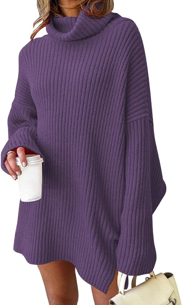 LILLUSORY Womens Turtleneck Oversized Long Batwing Sleeve Fall Sweater 2023 Plus Size Tunic Pullo... | Amazon (US)