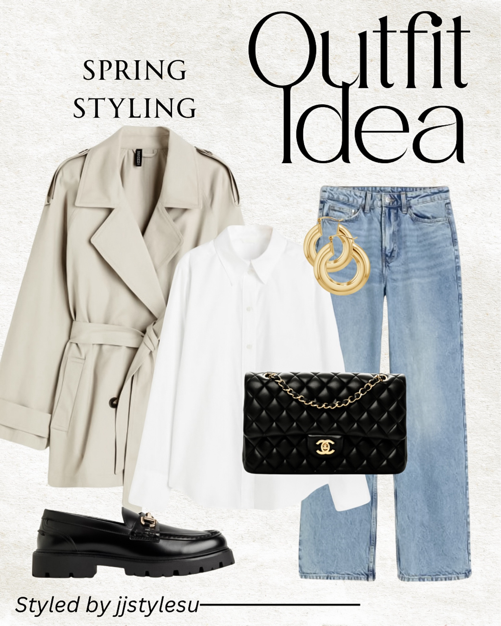 𝑀𝑖𝑛𝑖𝑚𝑎𝑙𝑖𝑠𝑡 𝐿𝑜𝑜𝑘
Short Trench Coat
Loafers
White Shirt 
Black Bag
Black Loafers 
Gold Hoops
Jeans


#jeans #collaredshirt #jeans #chanelbag #collarshirt #loafers #minimaliststyle #hoops 



#LTKstyletip #LTKfindsunder100 #LTKSeasonal