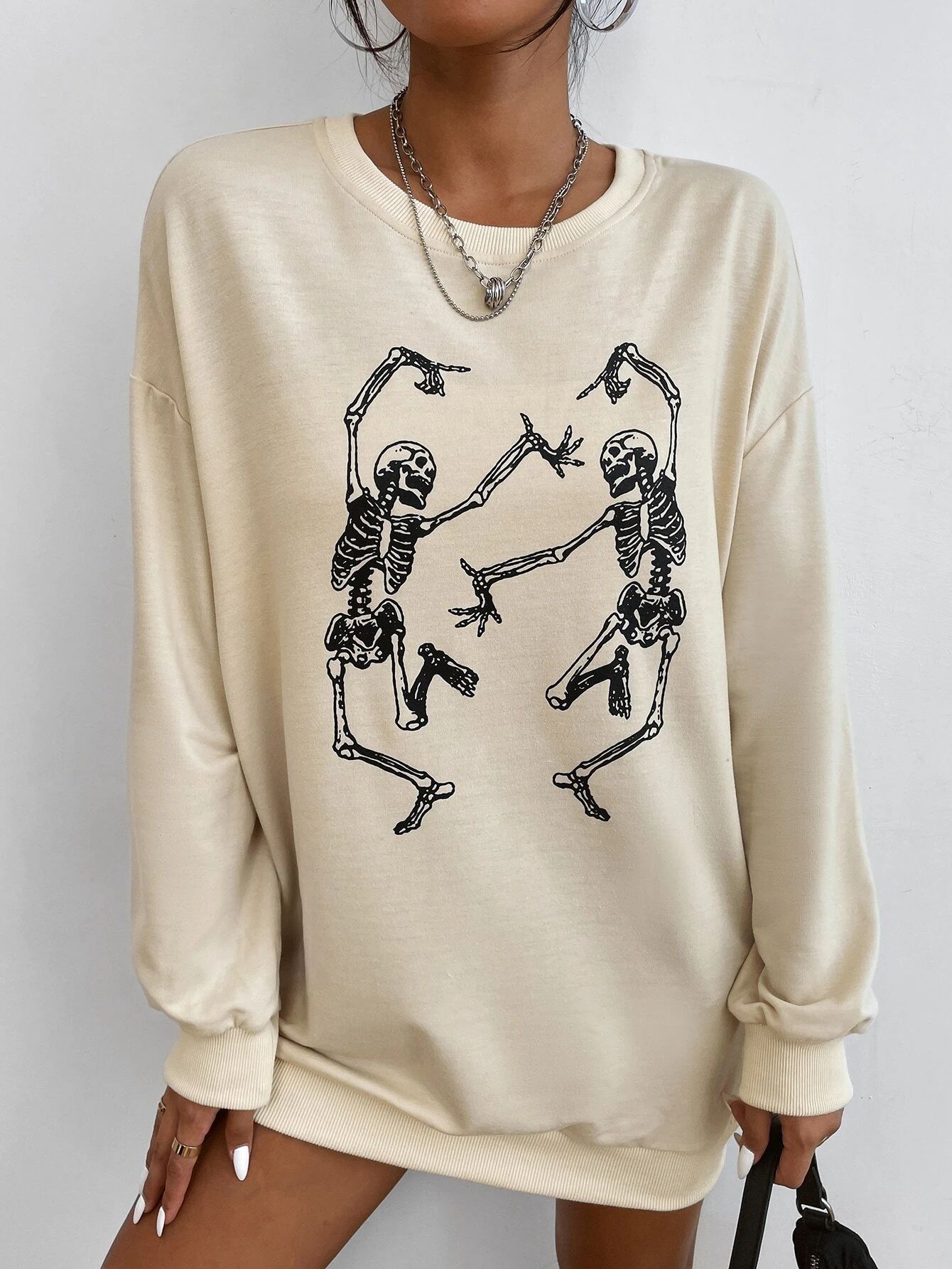 Skull Print Drop Shoulder Sweatshirt | SHEIN