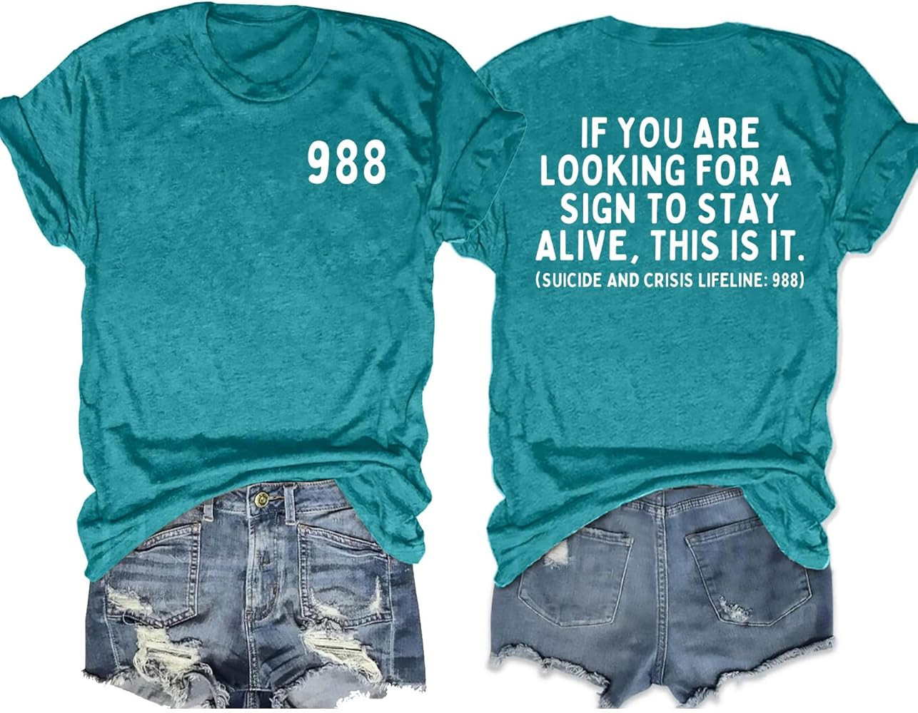 VVNTY 988 Shirt Women Suicide Awareness: 988 Suicide Prevention T-Shirts Therapist Tshirt Mental ... | Amazon (US)