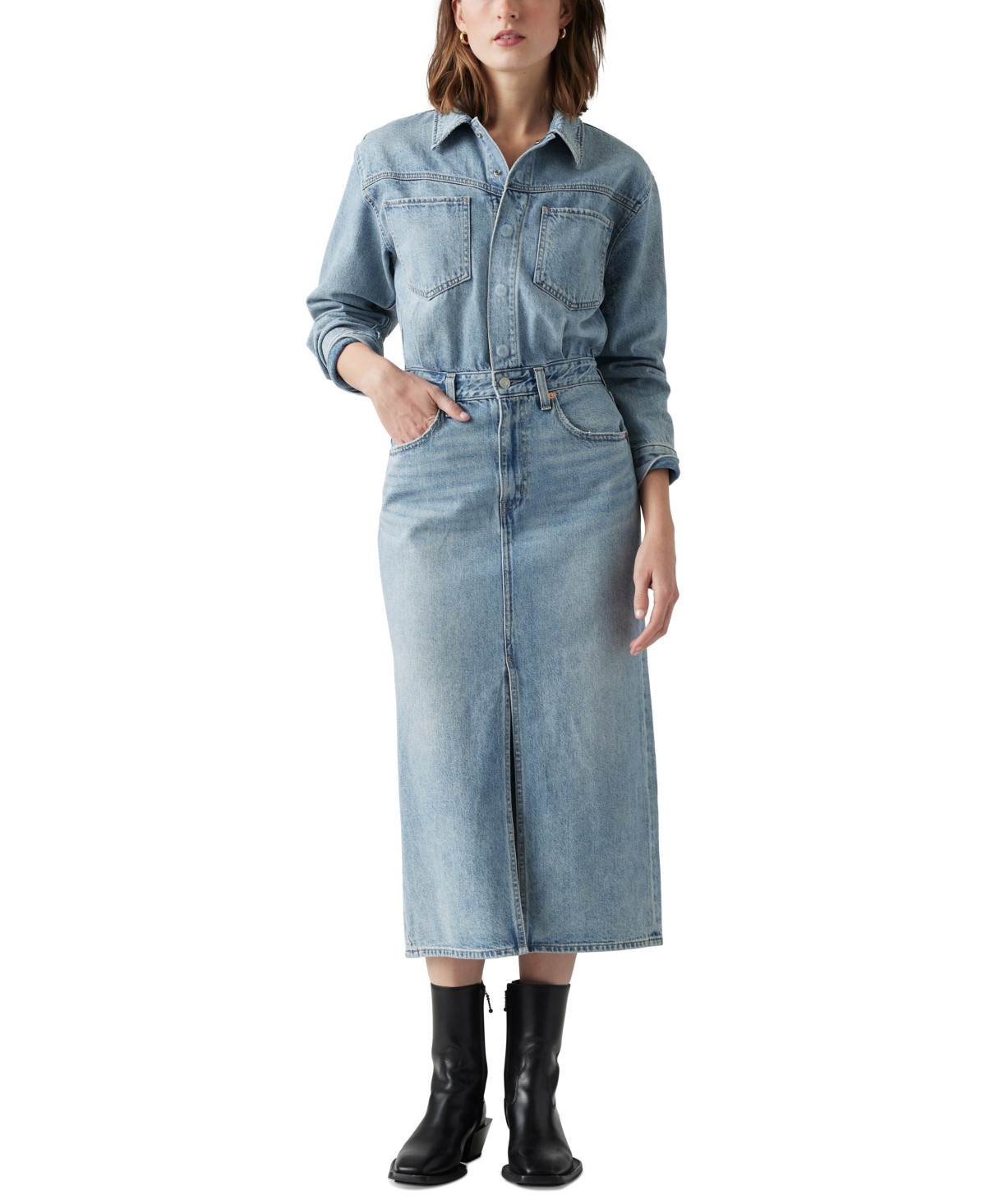 Levi's Premium Women's Denim Midi Shirt Dress - Feeling Th | Macy's