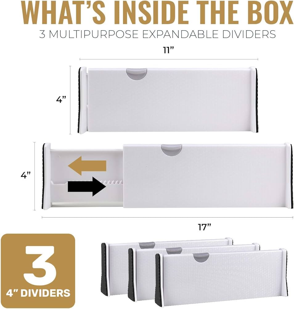 Drawer Dividers By Rapturous - Drawer Organizers for Clothing, Expandable Dresser Drawer Organizers, | Amazon (US)