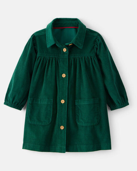 Baby Girl Corduroy Long-Sleeve Dress - Green | Carter's Inc