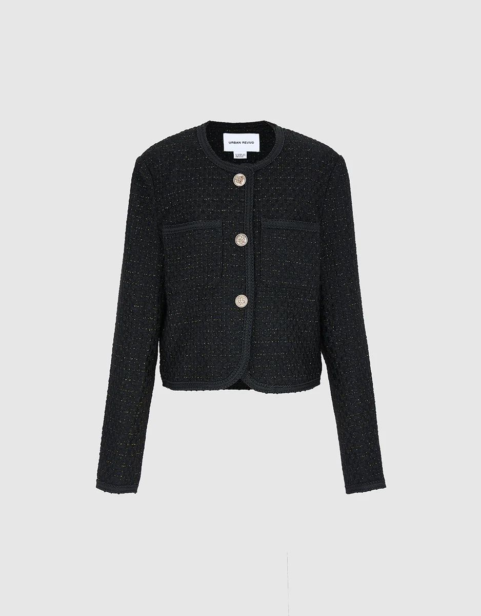Patch Pocket Tweed Jacket | Urban Revivo