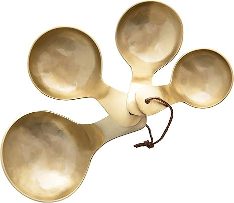 Creative Co-Op Metal Scoops with Leather Tie, Brass Finish, Set of 4 Measuring Cup, 5.75" x 4" | Amazon (US)