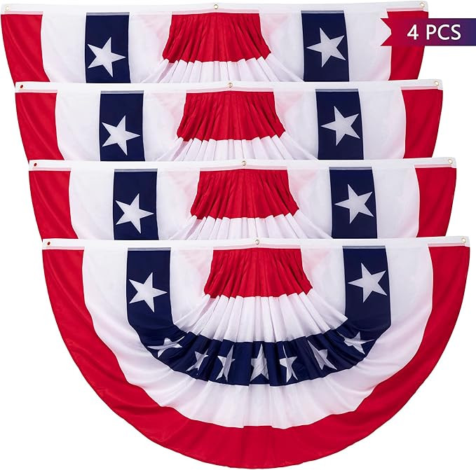 3 x 6 Ft Bunting Flags, Large Patriotic USA Pleated Fan Flags, 4th of July Decorations Bunting Ba... | Amazon (US)