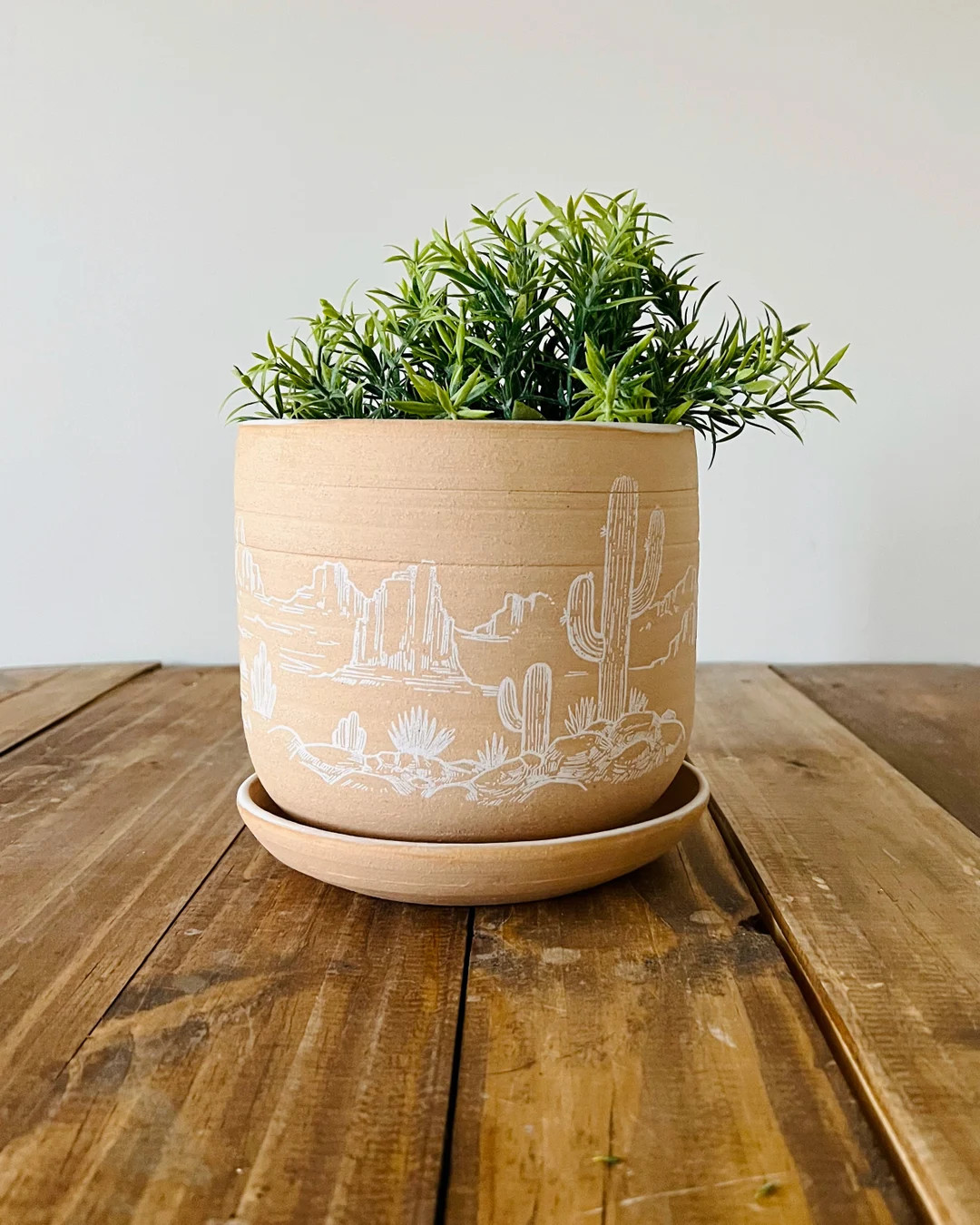 Desert Planter With Saucer Succulent/plant Pot Handmade Ceramic - Etsy | Etsy (US)