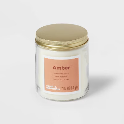 7oz Glass Jar Honeyed Amber Candle with Lid - Room Essentials™: Scented, Spring Event, 25hr Bur... | Target