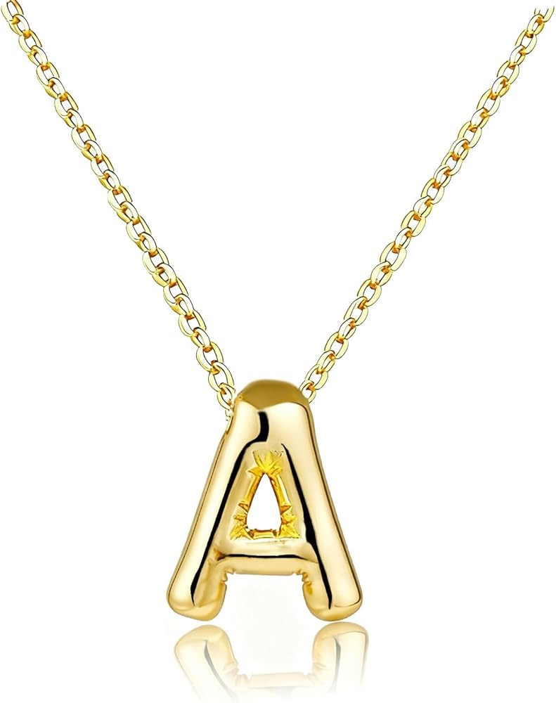 Gold Initial Necklaces 𝐆𝐢𝐟𝐭𝐬 for Teens Women, Teen Girl Gift Trendy Bubble Letter ... | Amazon (US)