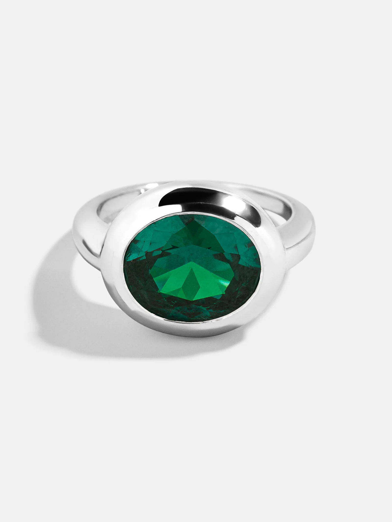 Silver Cubic Zirconia Custom Birthstone Ring - Emerald | BaubleBar