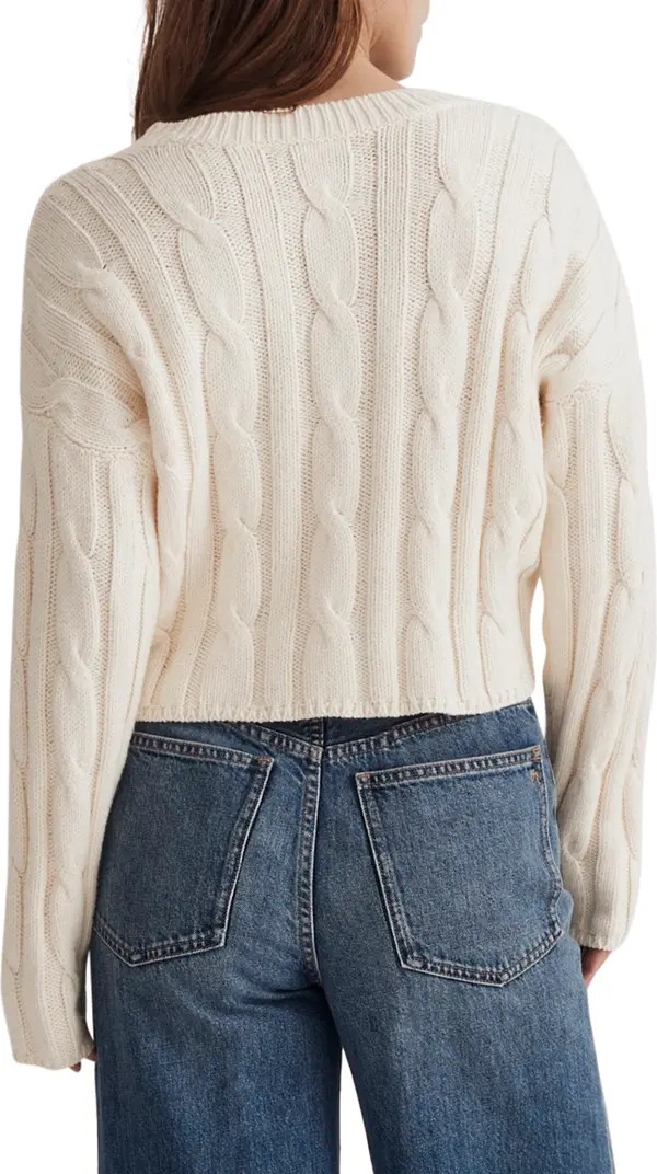 Cable Knit V-Neck Crop Sweater | Nordstrom Rack