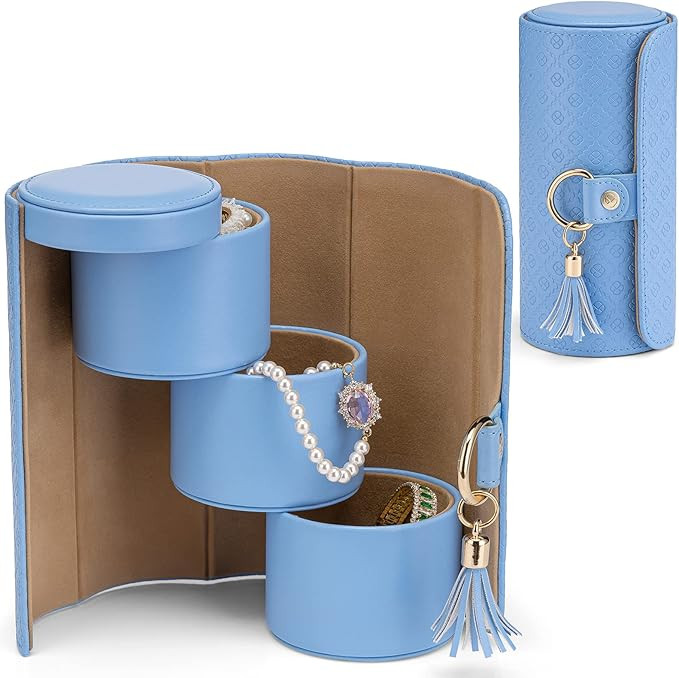Vlando Christmas Gifts for Mom, Women, Wife - Travel Jewelry Oragnizer, 3-Layer Jewelry Storage B... | Amazon (US)