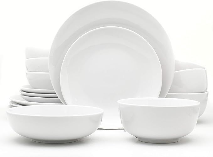 Amazon.com | Euro Ceramica Essential Collection Porcelain Dinnerware and Serveware, 16 Piece Set,... | Amazon (US)