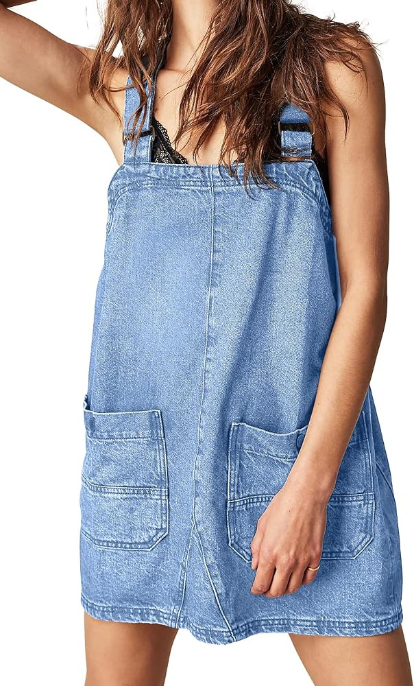 Womens Denim Overalls Dress Casual Summer Loose Bib Rompers Jumpers Adjustable Straps Jean Overal... | Amazon (US)