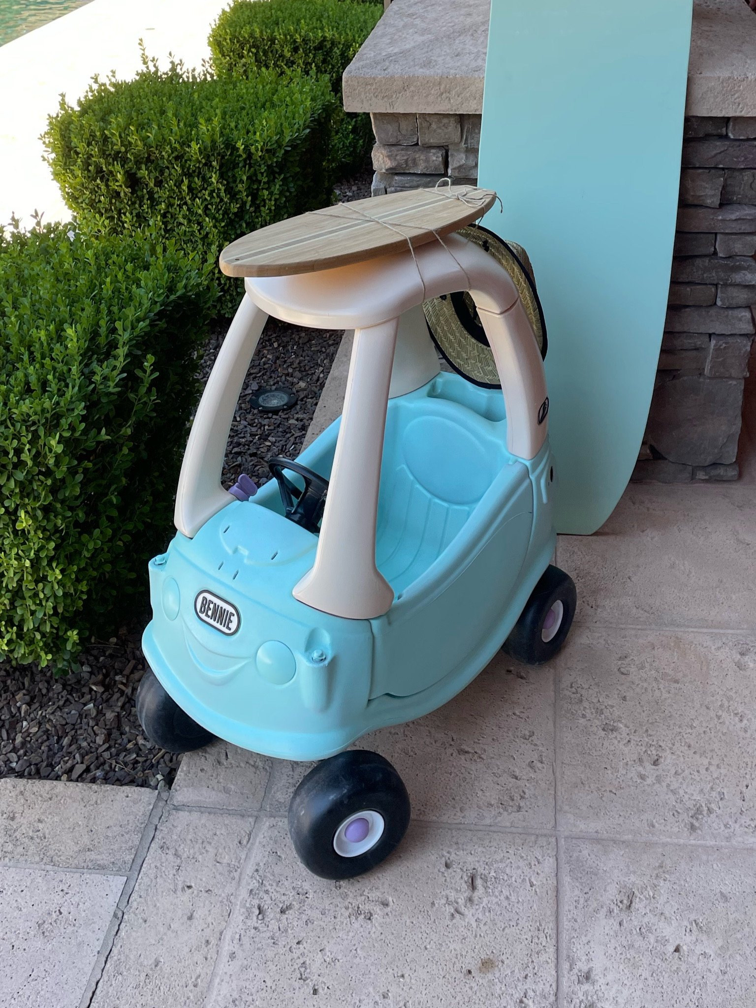Cozy Coupe Makeover! Turned it into a little surfer car and my baby loved it 🩵 I even got little custom plates for the car which are such a nice added touch! 

#LTKfamily #LTKkids #LTKbaby