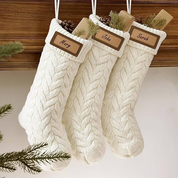 LimBridge Christmas Stockings, 3 Pack 18 Inches Large Size Cable Knit Knitted Xmas Rustic Persona... | Amazon (US)