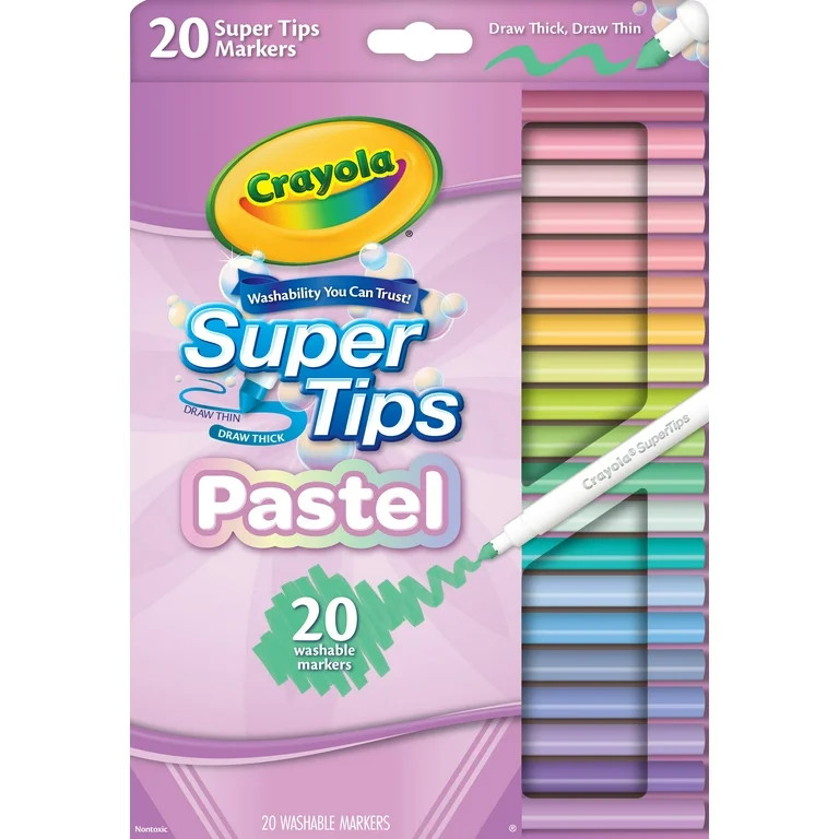 Crayola Supertips Pastel Markers (20ct), Kids Stocking Stuffers, Nontoxic Washable Markers, Holid... | Walmart (US)
