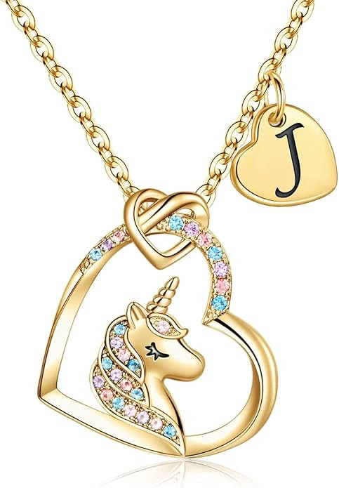 Hidepoo Christmas Gifts Unicorn Gifts for Girls - 14K Gold/White Gold/Rose Gold Plated Colorful C... | Amazon (US)