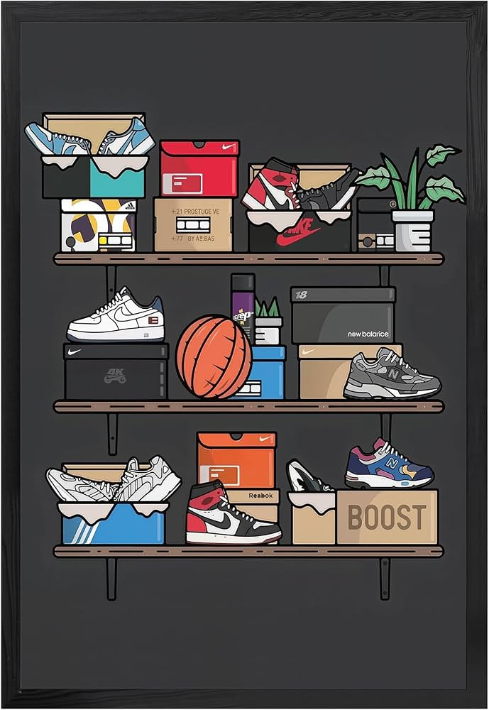 Mofesun Shoe Posters\uff0cSneaker Poster\uff0cSneaker Shelf Wall Art,Wall Art Decoration for Guys... | Amazon (US)