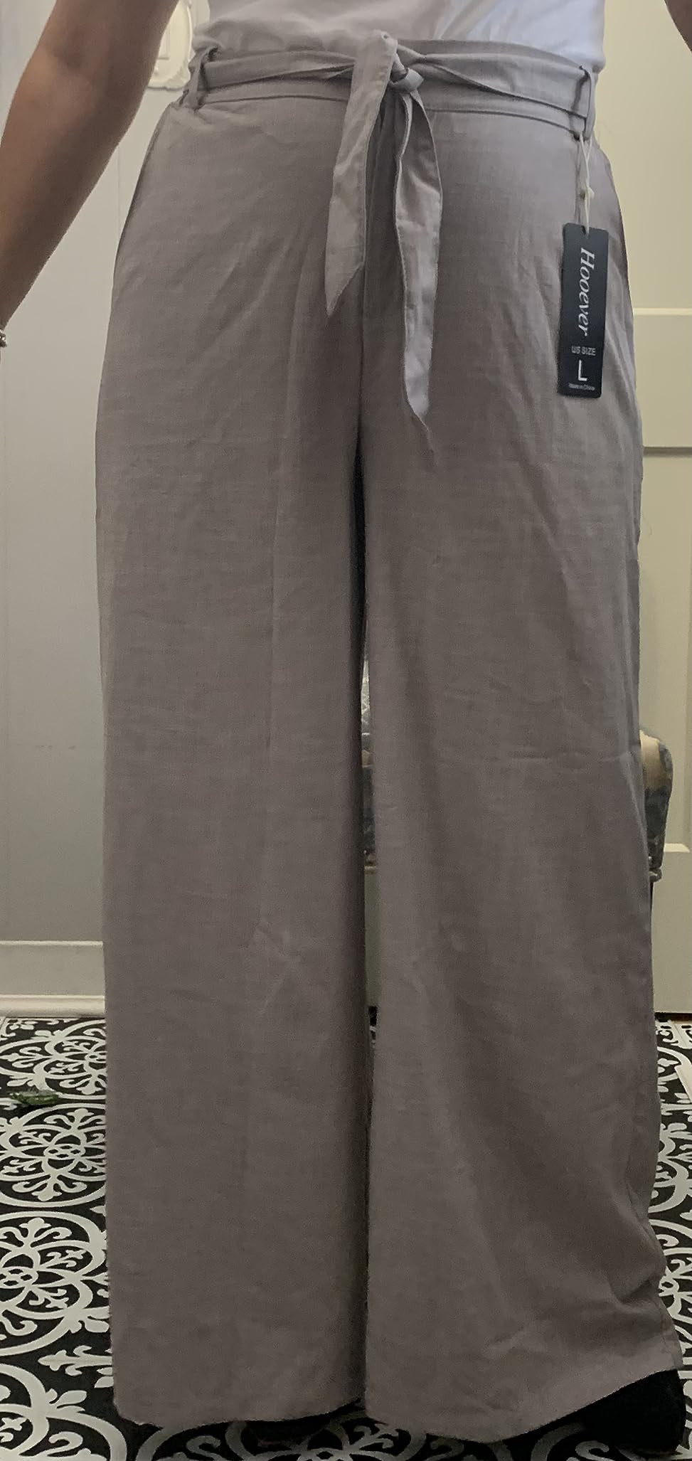 Hooever Womens Casual High Waisted Wide Leg Pants Button Up Straight Leg Trousers | Amazon (US)