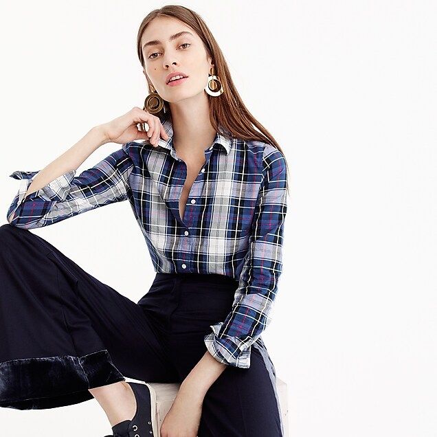 Perfect shirt in navy plaid | J.Crew US