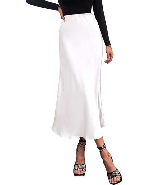 BTFBM 2026 Womens Spring Summer Long Satin Skirt Silk Elegant High Waist Cocktail Party Wedding F... | Amazon (US)