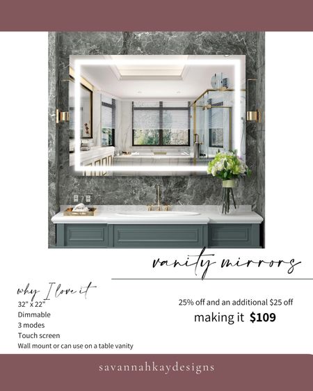 Love this vanity mirror! Can be installed on the wall or can be used on a table top instead. Great lighting options and touch screen too. #sale #amazon #vanity #mirror 

#LTKsalealert #LTKhome