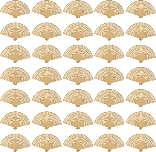 60 Pack Sandalwood Fans- Baby Shower Gifts & Wedding Favors, Wooden Openwork Personal Handheld Fo... | Amazon (US)