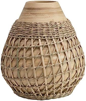 Creative Co-op Bamboo Seagrass Weave Vase, Beige | Amazon (US)