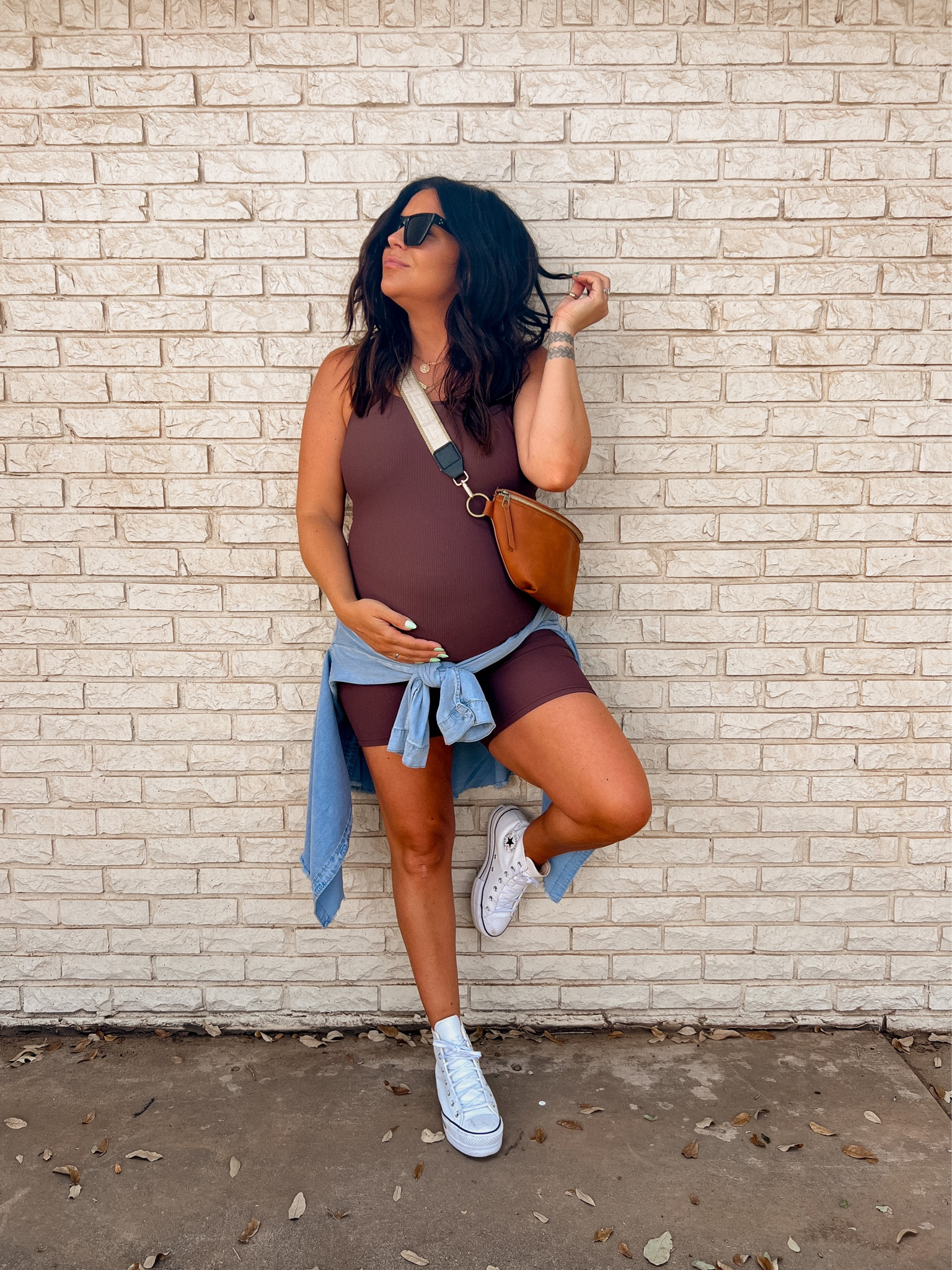 Amazon onesie bump friendly summer outfit. 
Onesie: Large
Sneakers: size down 1/2 size
Bag & strap sold separately 
Bra: BWCXSPANX
Undies: XL


#LTKshoecrush #LTKbump #LTKsalealert