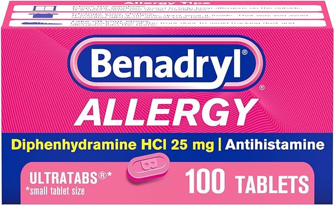 Benadryl Ultratabs Antihistamine Allergy Relief Medicine, Diphenhydramine HCl Tablets for Relief ... | Amazon (US)