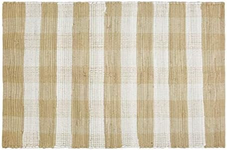 GLAMBURG Cotton Buffalo Check Plaid Rug, Washable Handwoven Checkered Rug, 22x34, Beige Natural, ... | Amazon (US)