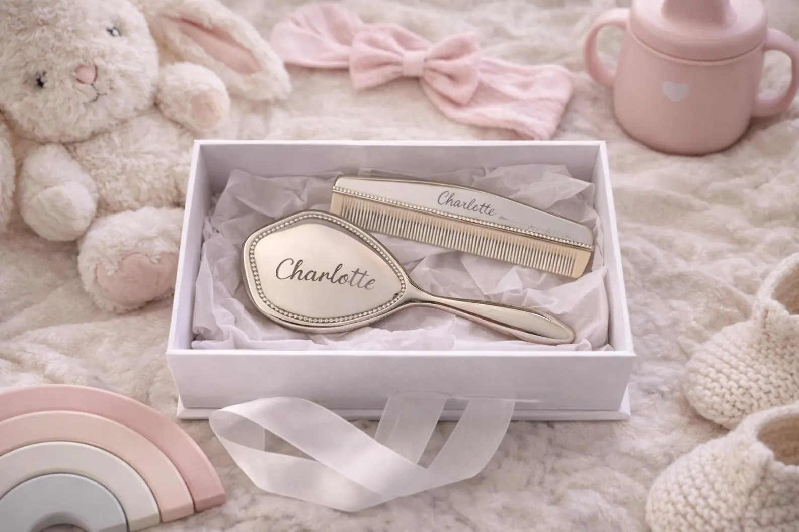 Personalized Silver-Plated Baby Brush & Comb Set • Engraved Newborn Gift • Custom Baby Shower... | Etsy (US)