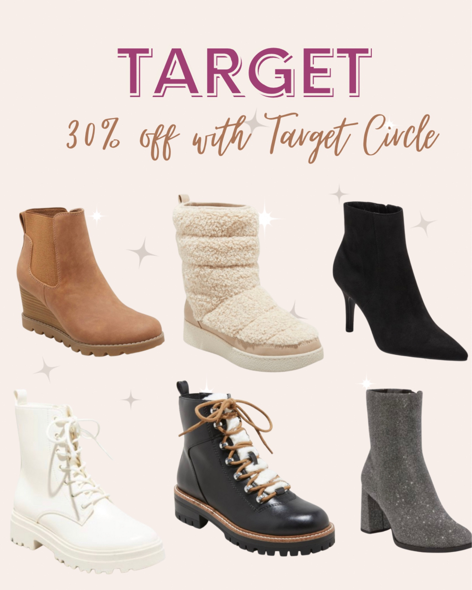 Target boots 30% off with Target Circle!








Booties, hiking boots, Chelsea boots LTKGiftguide #LTKCyberweek #LTKFind

#LTKHoliday #LTKshoecrush #LTKunder50