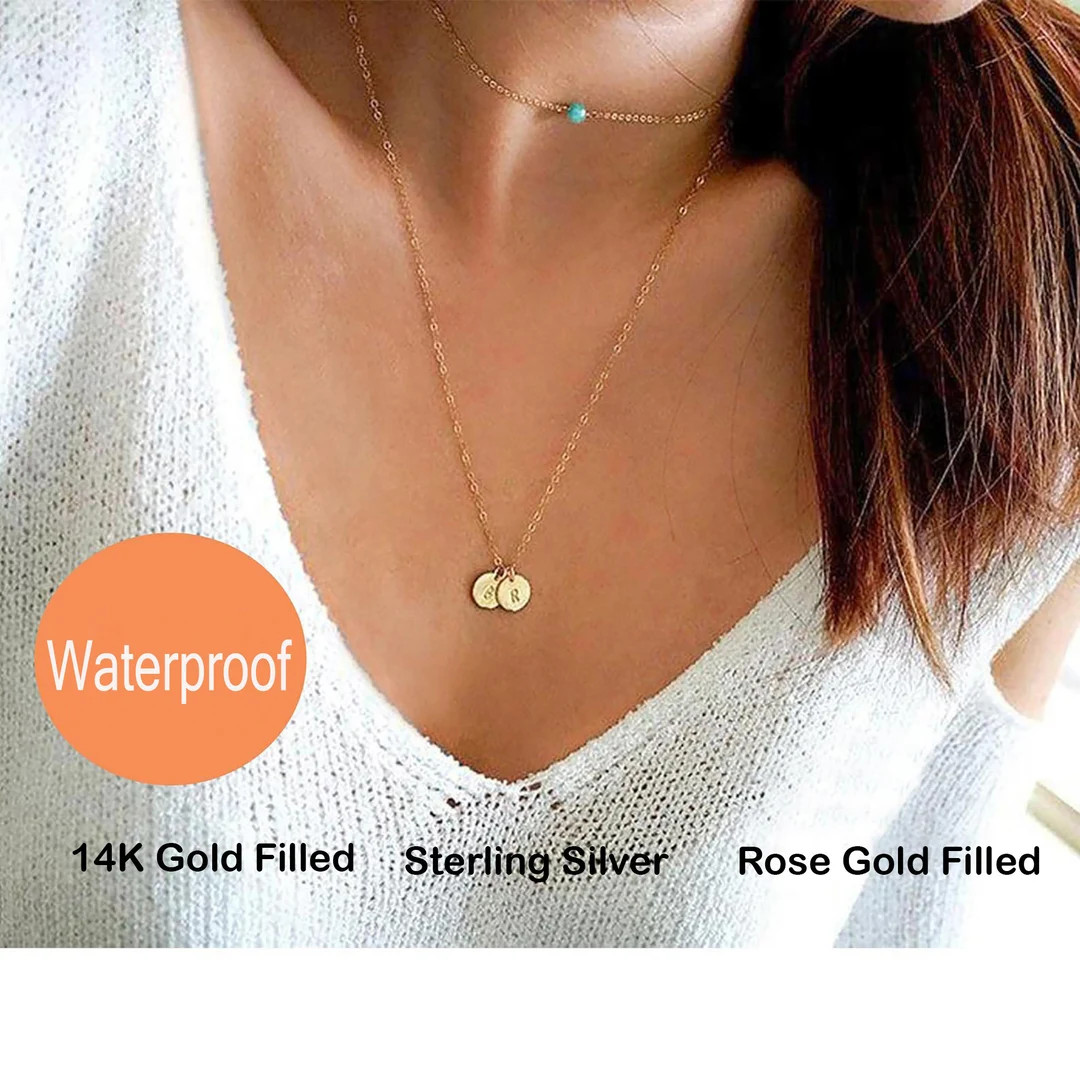 Custom Initial necklace, Personalized Disc, Letter Tag Necklace for Mother, Kids names necklace F... | Etsy (US)