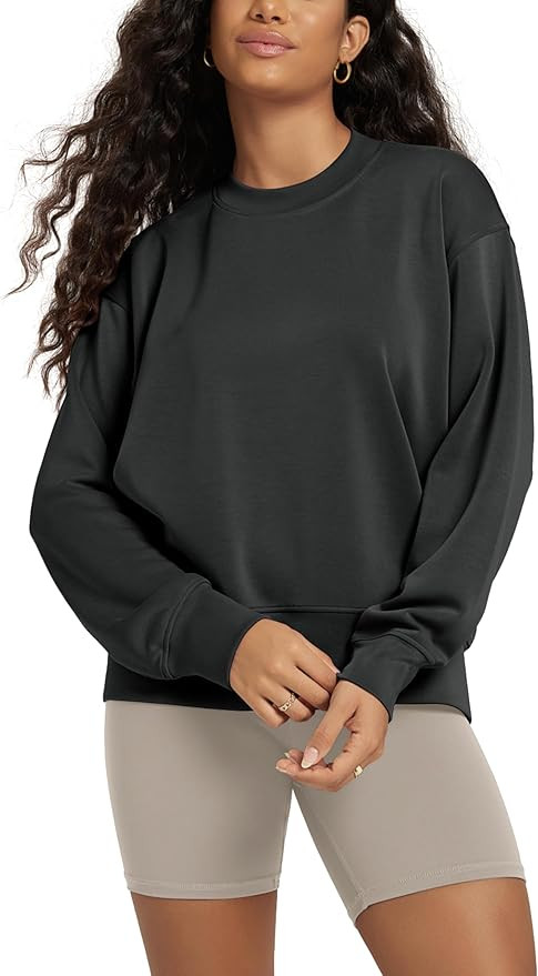 ODODOS Modal Soft Long Sleeve Oversized Sweatshirts for Women High Crew Neck Relaxed Pullover Top... | Amazon (US)