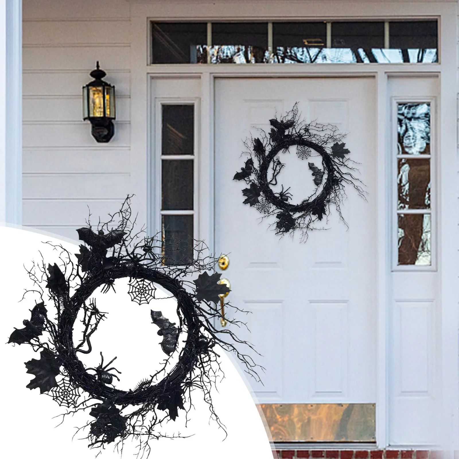 Transer Fall Wreath for Front Door Fall Decoration Artificial Festival Celebration Wreath In Horr... | Walmart (US)