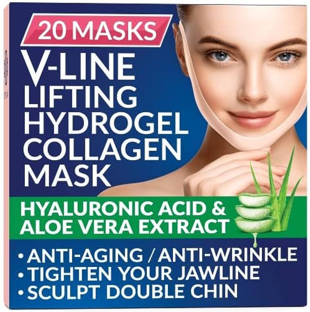 20 Piece Double Chin Tightener - V Line Shaping Face Masks - Toning Hydrogel Collagen Mask with H... | Amazon (US)