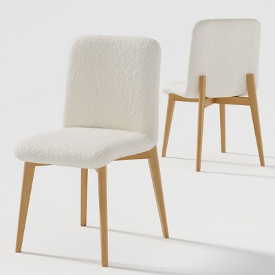 Dovelina Wooden Dining Chair Side Chair White Upholstered Dining Chairs Set of 2 - White/Natural Wood | Target