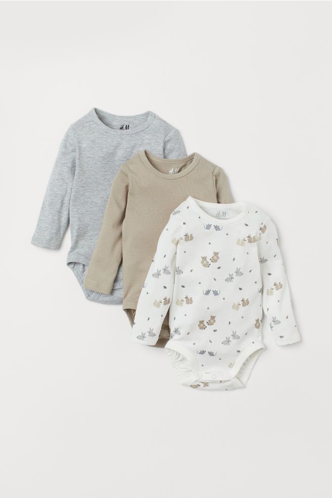 3-pack Long-sleeved Bodysuits | H&M (US + CA)