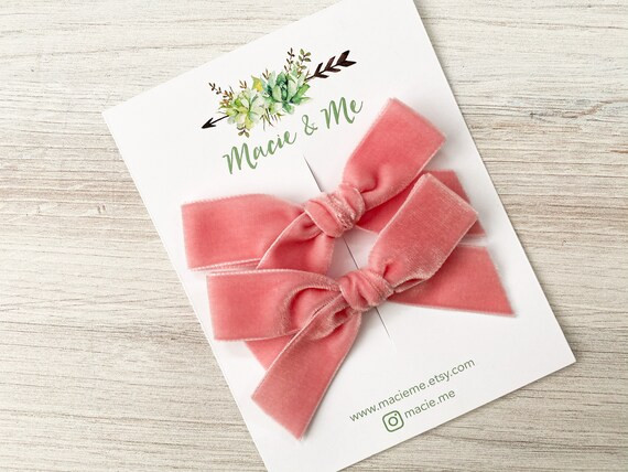 Dusty Rose Velvet Bows  Little Girls Hair Bows Bows for | Etsy | Etsy (US)