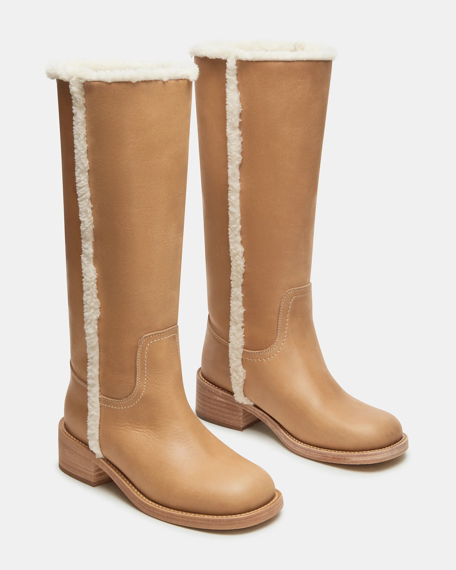 RIGGS Faux Fur Banana Leather Square-Toe Women's Boot | Steve Madden (US)