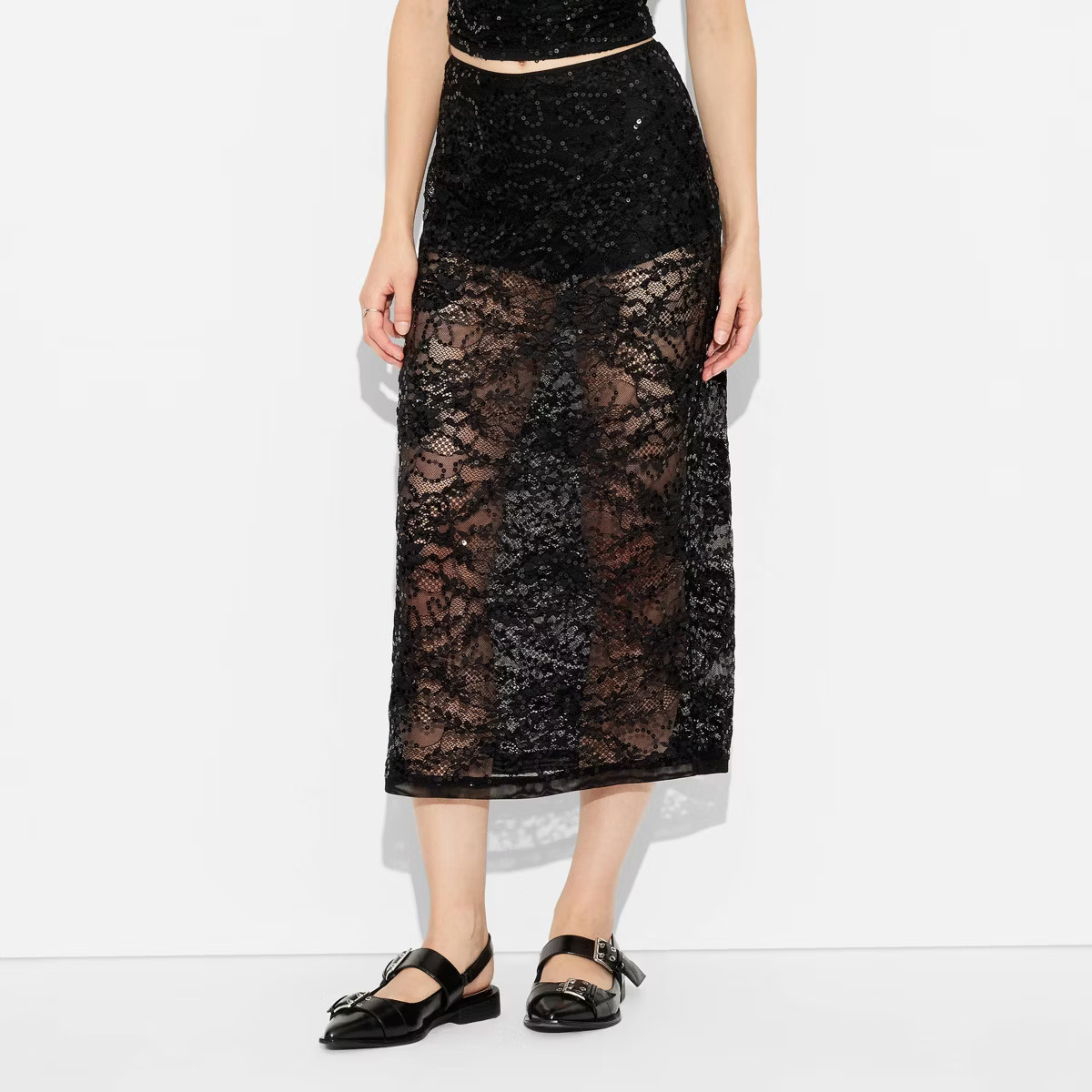 Women's Mid-Rise Sequin Lace Midi Skirt - Wild Fable™ | Target