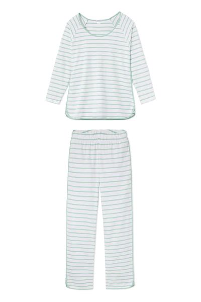 Pima Long-Long Set in Spring Green | LAKE Pajamas