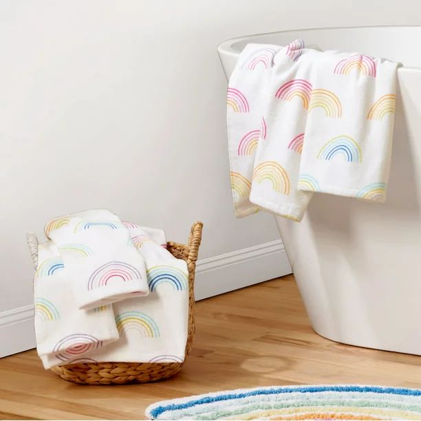 Gap Home Kids Rainbow Toss Organic Cotton 6 Piece Towel Set, White - Walmart.com | Walmart (US)