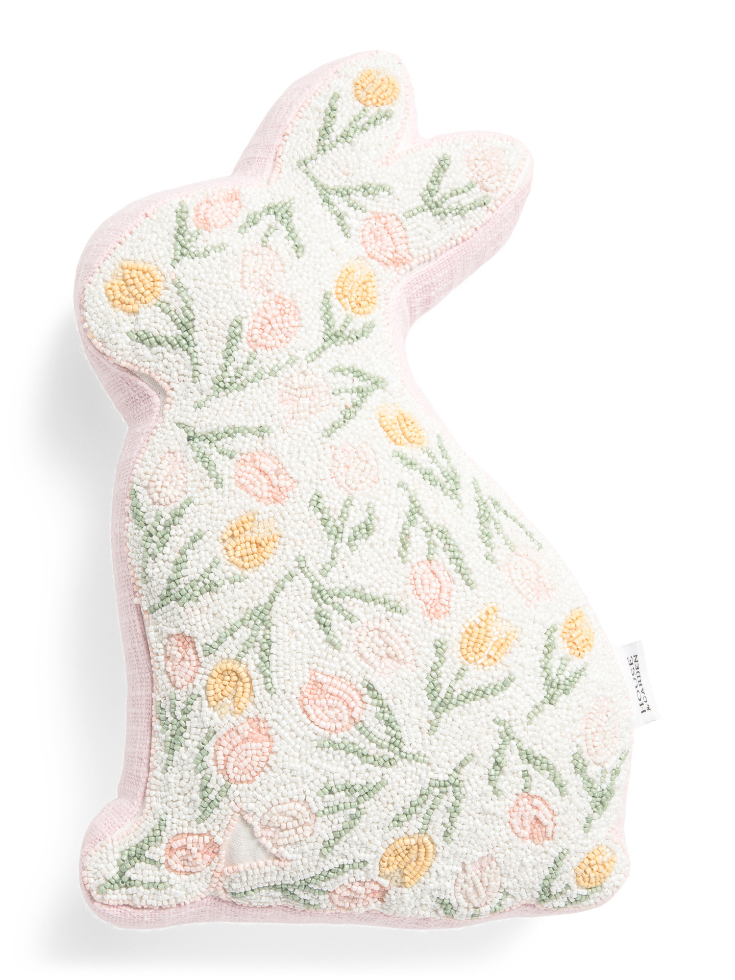 Made In India 10x20 Beaded Tulip Figural Bunny Pillow | TJ Maxx